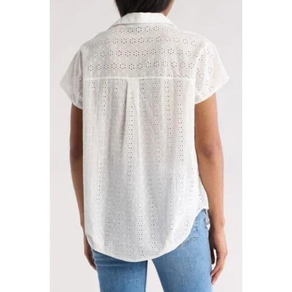 French Connection Summer White Eyelet Short Sleeved Oversized Tunic Top Sz 2 NWT - Picture 12 of 13